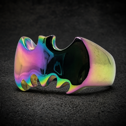 Psychedelic 'Batman' Stainless Steel Ring - 316L stainless steel unisex jewelry (R0586)