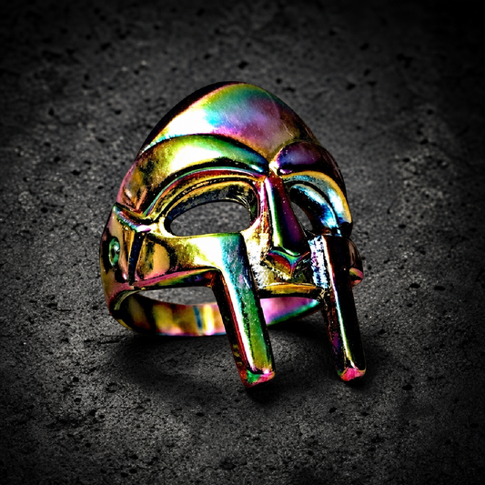 Psychedelic 'Spartan Mask' Stainless Steel Ring - 316L stainless steel unisex jewelry (R0401)