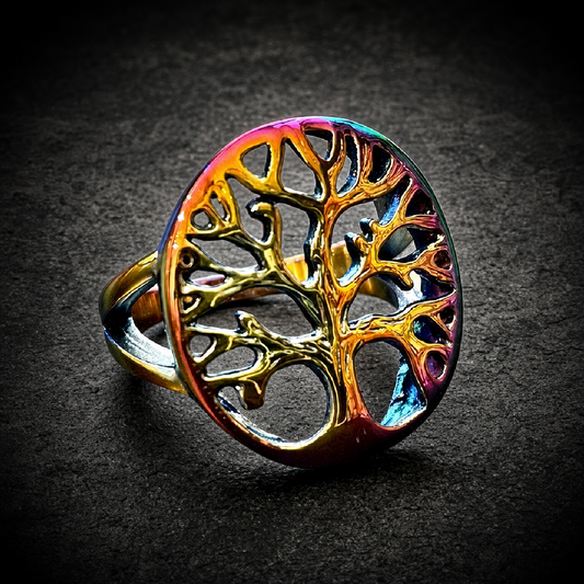 Psychedelic - Tree of Life Ring - 316L stainless steel unisex jewelry (R0368)