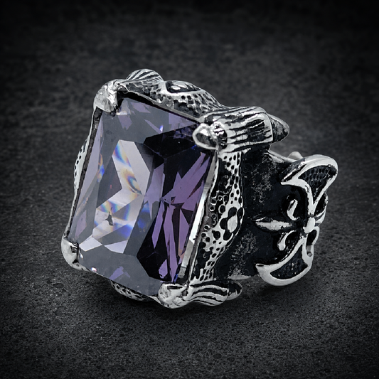 Purple Reign Gemstone Ring - 316L stainless steel unisex jewelry (R0618)