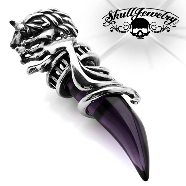 purple violet wolf tooth pendant