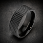 Pyramid Spikes Black Band Ring Stainless Steel (#R0565)