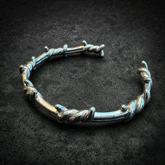 Razorwire Trench — Barbed Wire Cuff Bracelet - 316L stainless steel unisex jewelry, twisted razor wire bracelet, 316l stai…