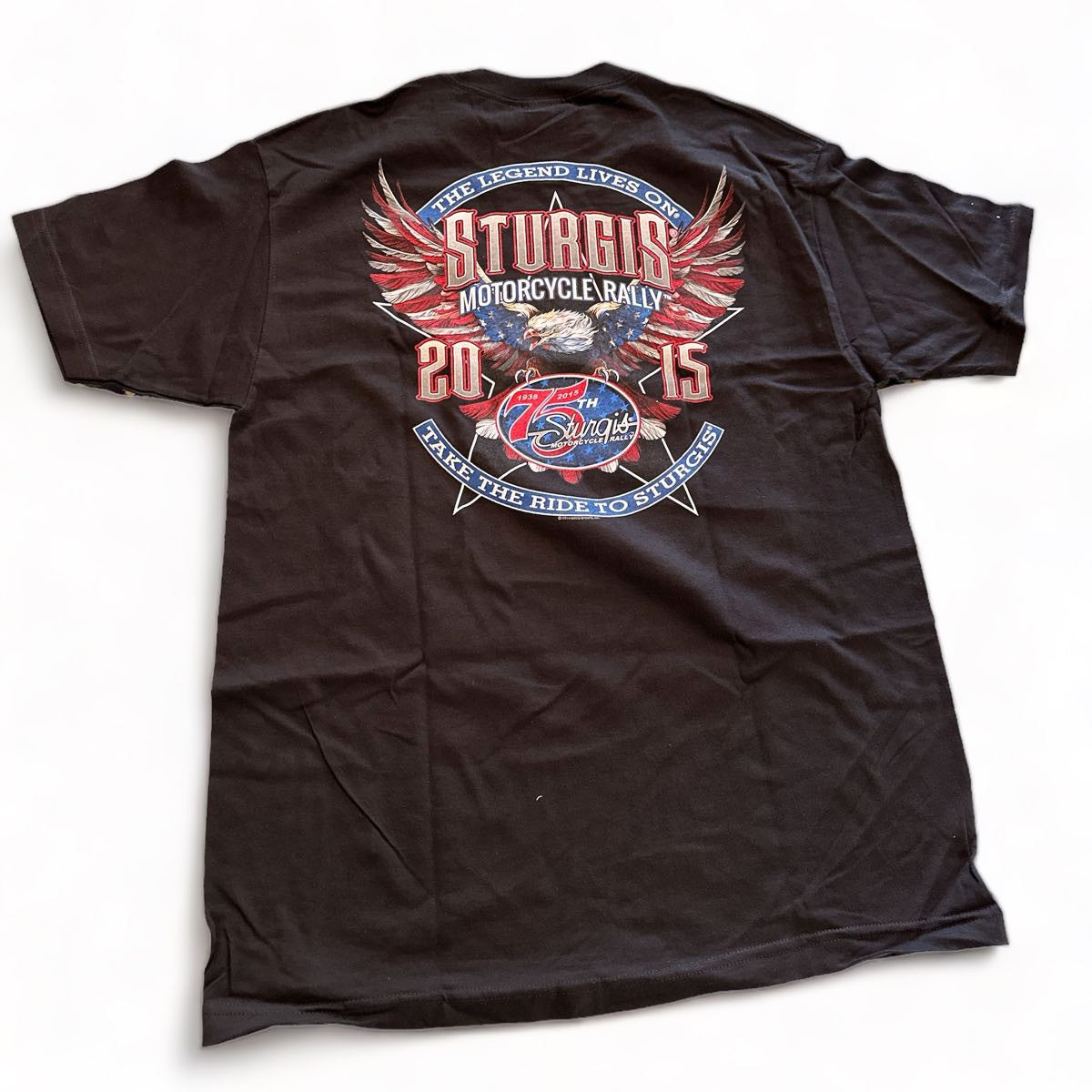 ONLY 3 LEFT - LARGE - Sturgis 75th Black T- Shirt (#ts066)