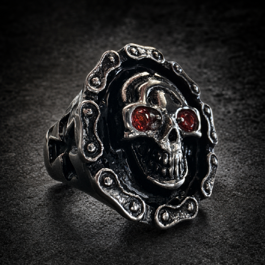 Rebel Rider Skull Ring - 316L stainless steel unisex jewelry (R0520)