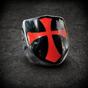 Red/Black 'Temple of Solomon' Shield Ring (#R0680)