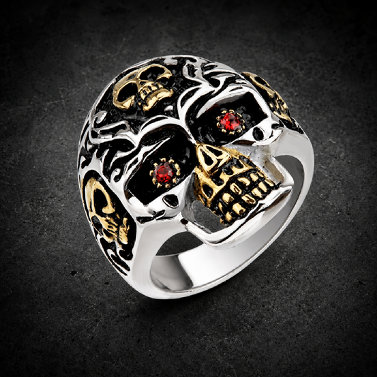 Red Hot Skull ring - 316L stainless steel unisex jewelry (R0323)