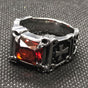 RED "Gypsy Queen" Faceted Rectangle Stainless Steel Ring with Crosses (#346RED)