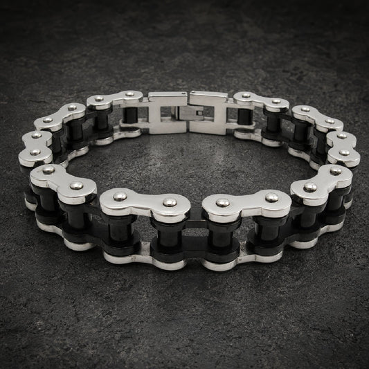 Road King's Chain — Two-Tone Biker Chain 9" Bracelet