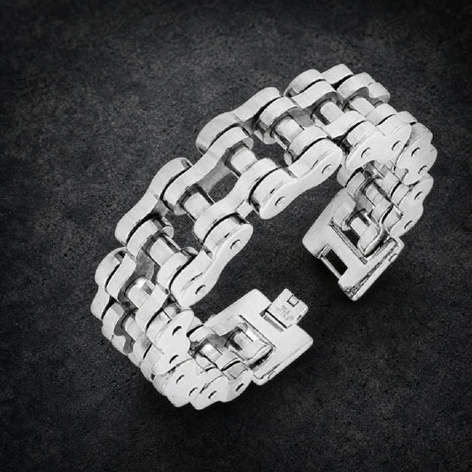 Road Warrior Chainmail — Motorcycle Chain 2" Bracelet · 219g