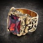 Rock THIS GOLD-TONE 'BLOOD TEMPLARS' Ring with Confidence and Power! (#R0617)