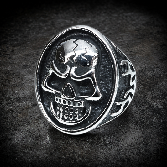 Round About Midnight Skull Ring - 316L stainless steel unisex jewelry (4285SJ06)