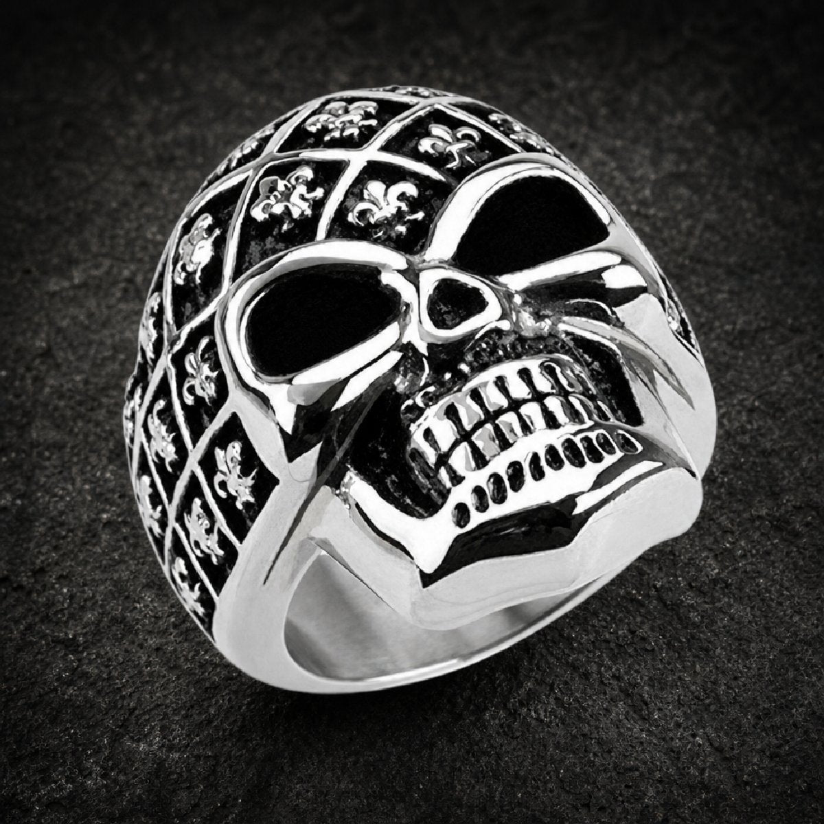Royal Bones — Fleur-de-Lis Skull Ring - 316L stainless steel unisex jewelry, fleur de lis skull stainless steel ring, 316l…