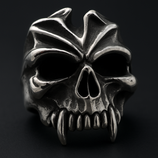 Ruthless Reaper Ring featuring a bold skull design, crafted from 316L stainless steel, perfect for those who embrace a daring style.