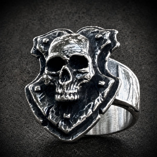 Schädelwall German Skull Shield Ring (#c514)