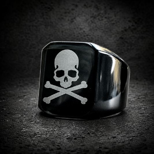 Secret Society - Black Skull & Bones Skull Ring - 316L stainless steel unisex jewelry (R0697)