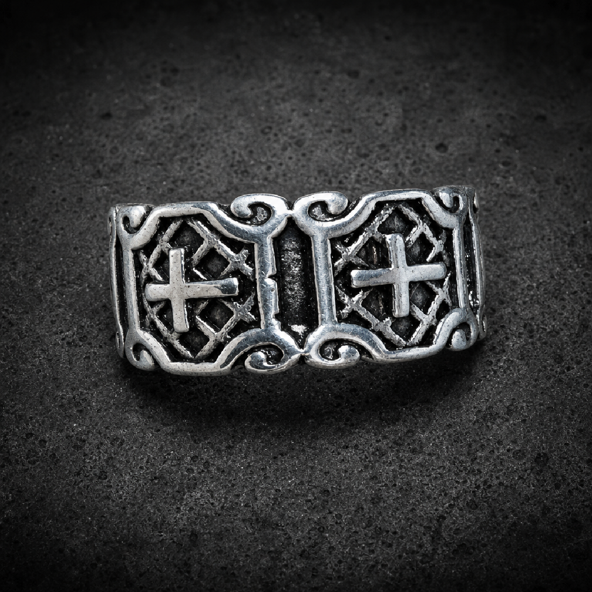 Seven Last Words of Christ - Stainless Steel Cross Ring - 316L stainless steel unisex jewelry (R0496)