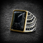 Shining Black Moon (aka; Luna Nera Brillante) Turquoise Ring (#R0573)