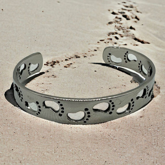 silver footprints in the sand bracelet