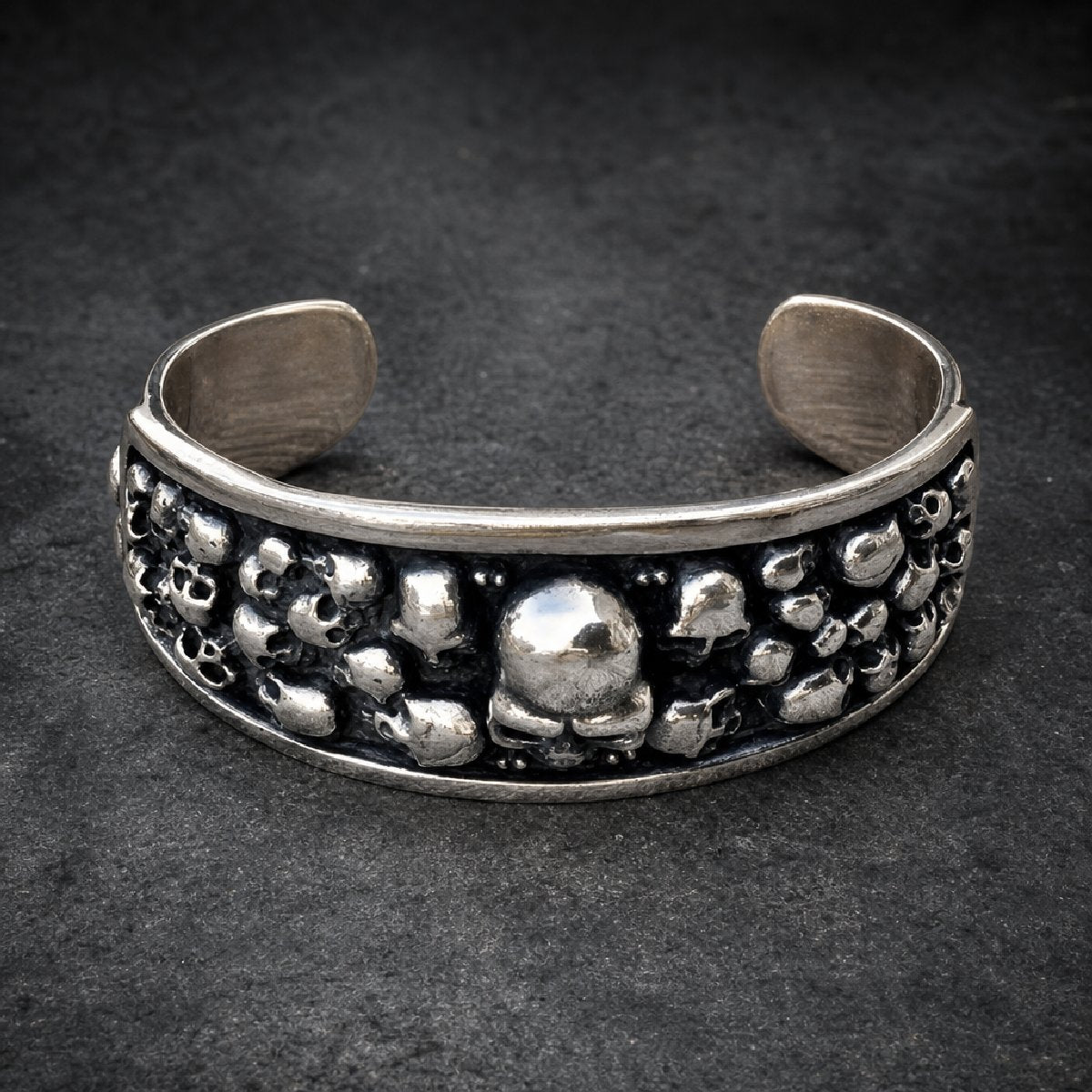 Skull Legion Cuff — Multi-Skull Bangle · 119 grams