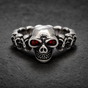 Dark Skull Legion Ring w/Red Eyes (#R0294)