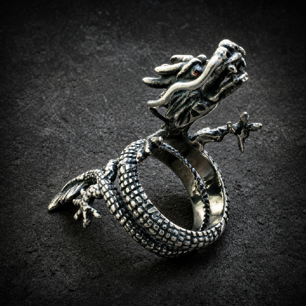 Slayer - Steel Dragon Ring (518) - 316L stainless steel unisex jewelry (R0658)