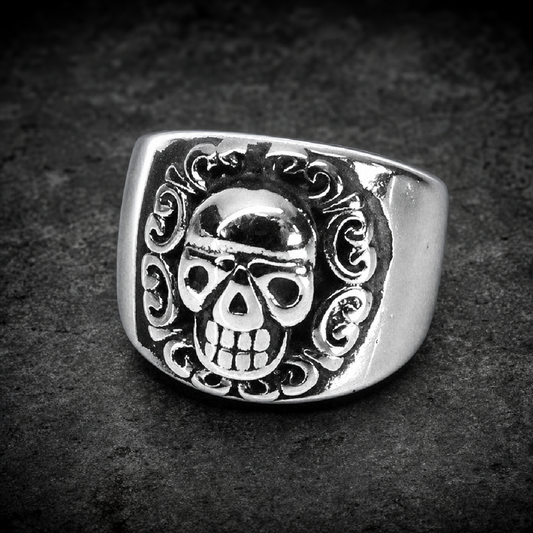 Smooth Tribal King Skull Ring (4307) - 316L stainless steel unisex jewelry (4307SJ06)