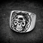 Smooth Tribal King Skull Ring (4307)