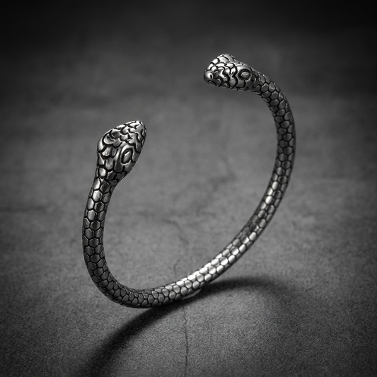Road Viper Bangle, 316L stainless steel snake bracelet for bikers and rebels