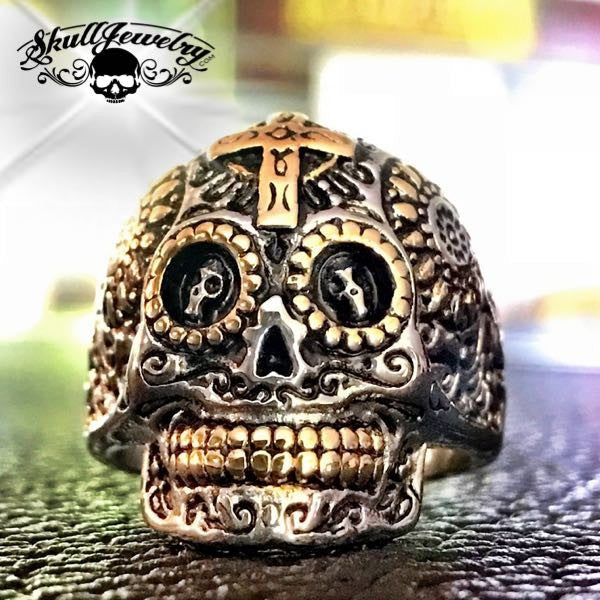 Aztec Ancient "El Dios Sol" Son God Skull Ring