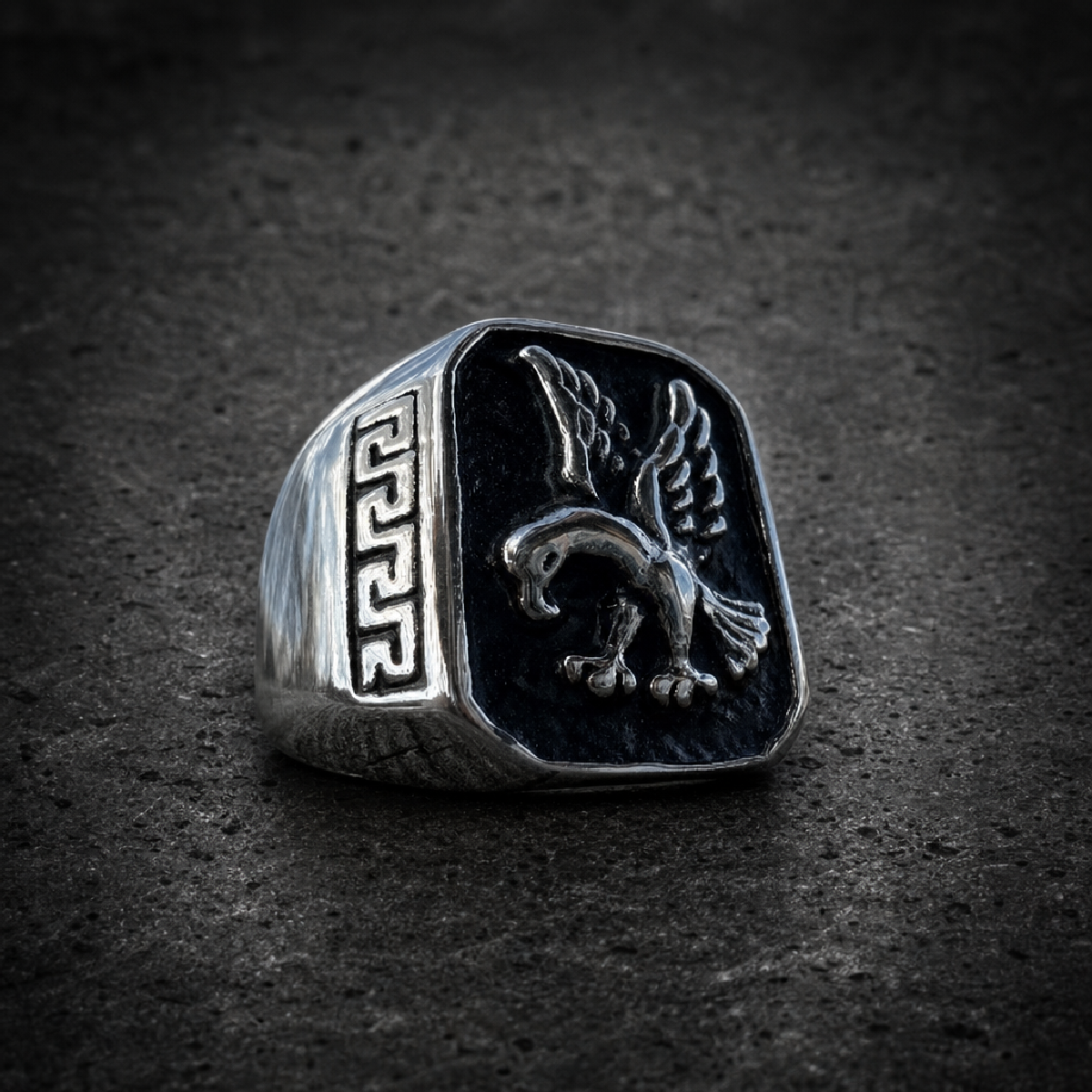 Spartan Sky Talon Ring – Greek Eagle Crest Signet - 316L stainless steel unisex jewelry (R0854)