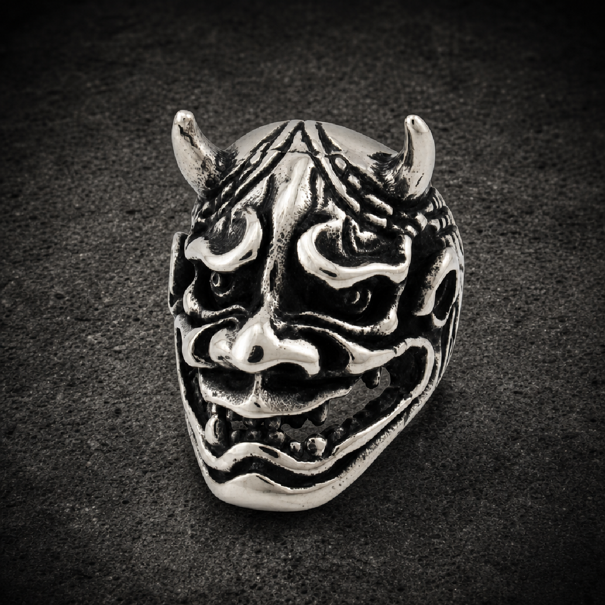 Speed Demon - Skull Ring With Horns - 316L stainless steel unisex jewelry (R0465)