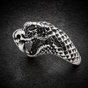 Spiritual 'Black Viper' Snake Ring Crystal Eyes (#R0612)