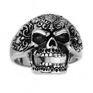 Ornate Open Mouth Skull Ring (158)