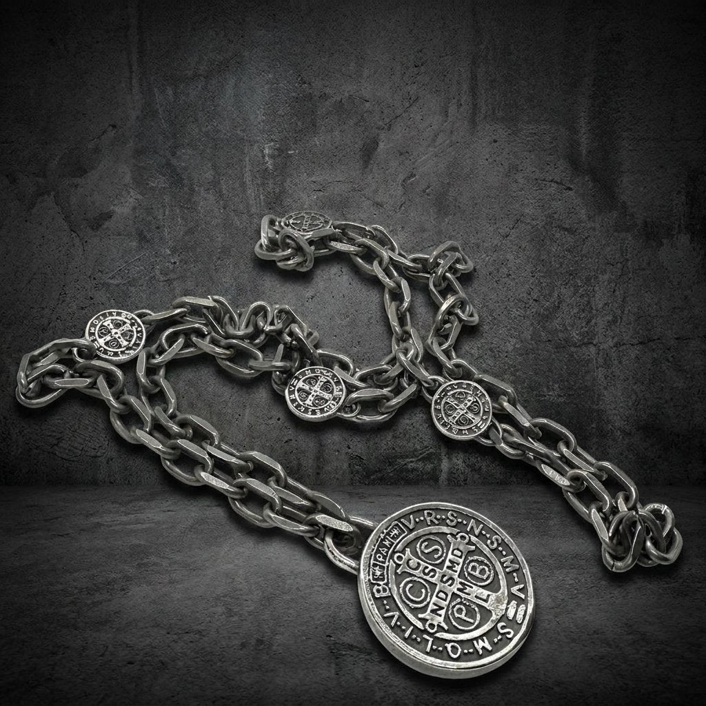 St. Benedict Exorcism Medal w/26" Necklace (#p370)
