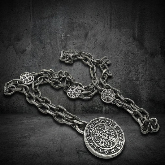St. Benedict Exorcism Medal w/26" Necklace (#p370)