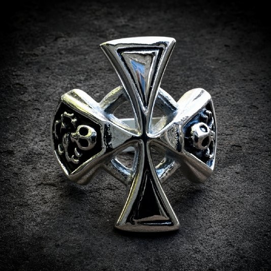 St. George Cross with Skeletons Ring - 316L stainless steel unisex jewelry (R0431)