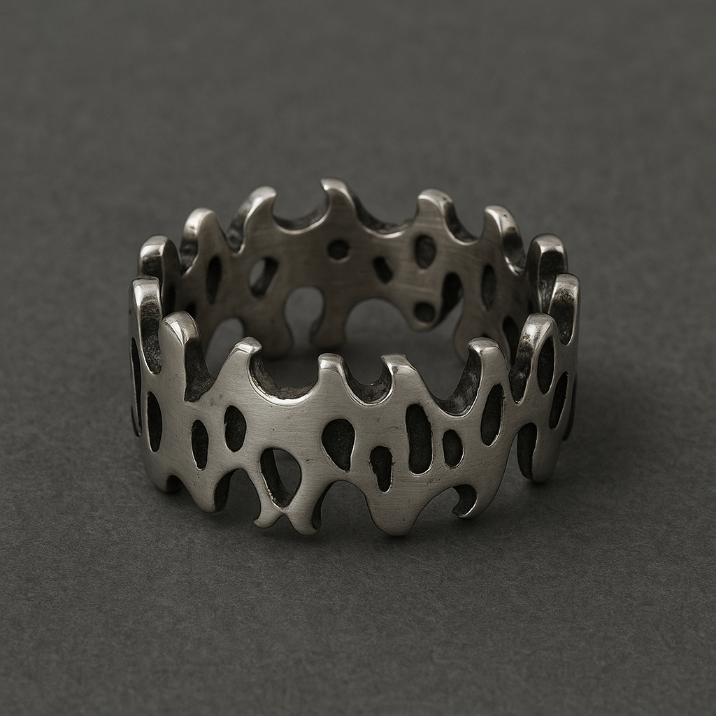 Bold Metal Crown ring in 316L stainless steel with intricate design elements showcasing strength and power