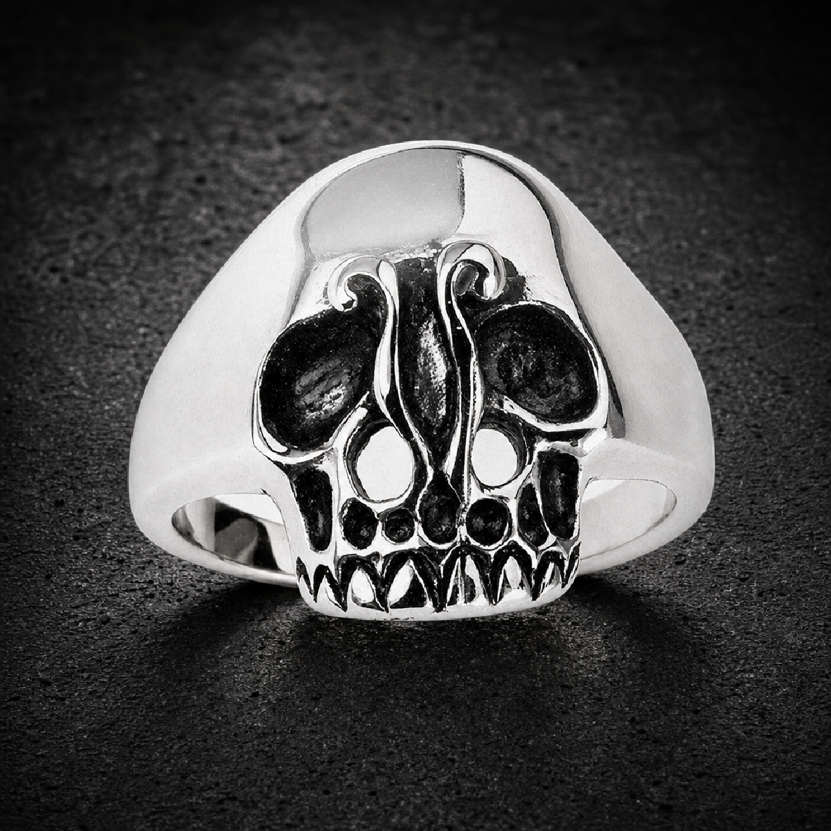 Stainless Steel Smooth Forehead Skull Ring - 316L stainless steel unisex jewelry (R0317)