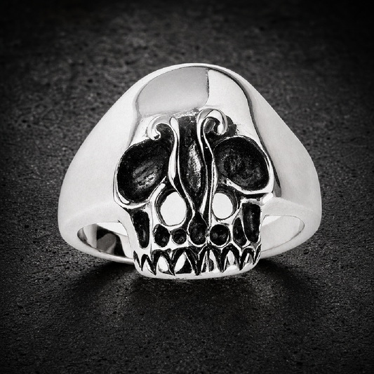 Stainless Steel Smooth Forehead Skull Ring - 316L stainless steel unisex jewelry (R0317)