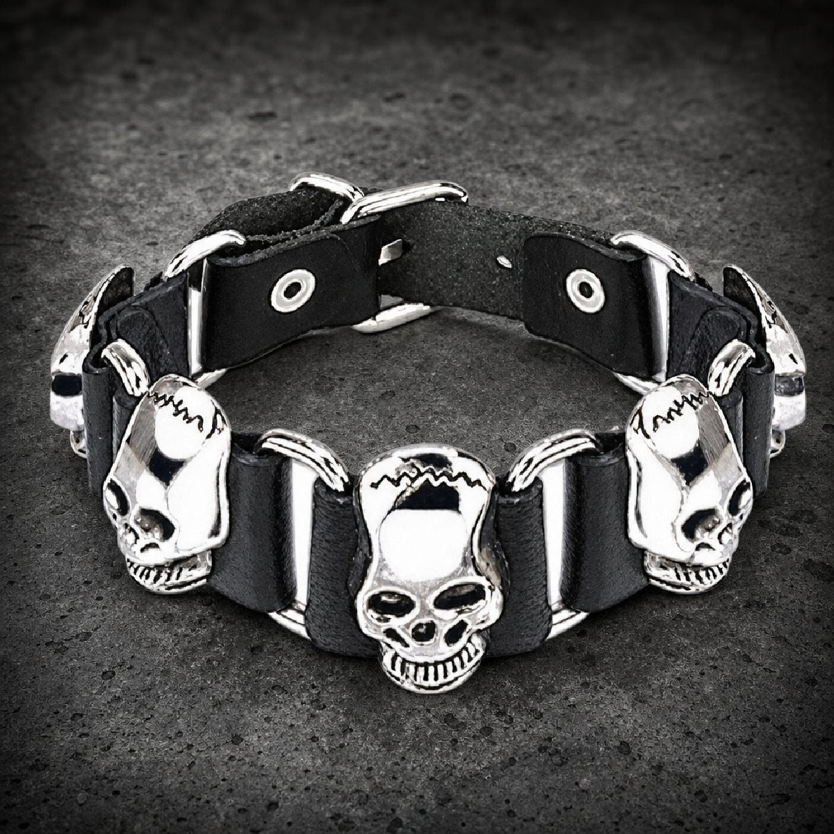 Steel Frankenstein Skull Bracelet (#ba019)