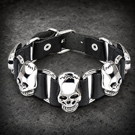 Steel Frankenstein Skull Bracelet (#ba019)
