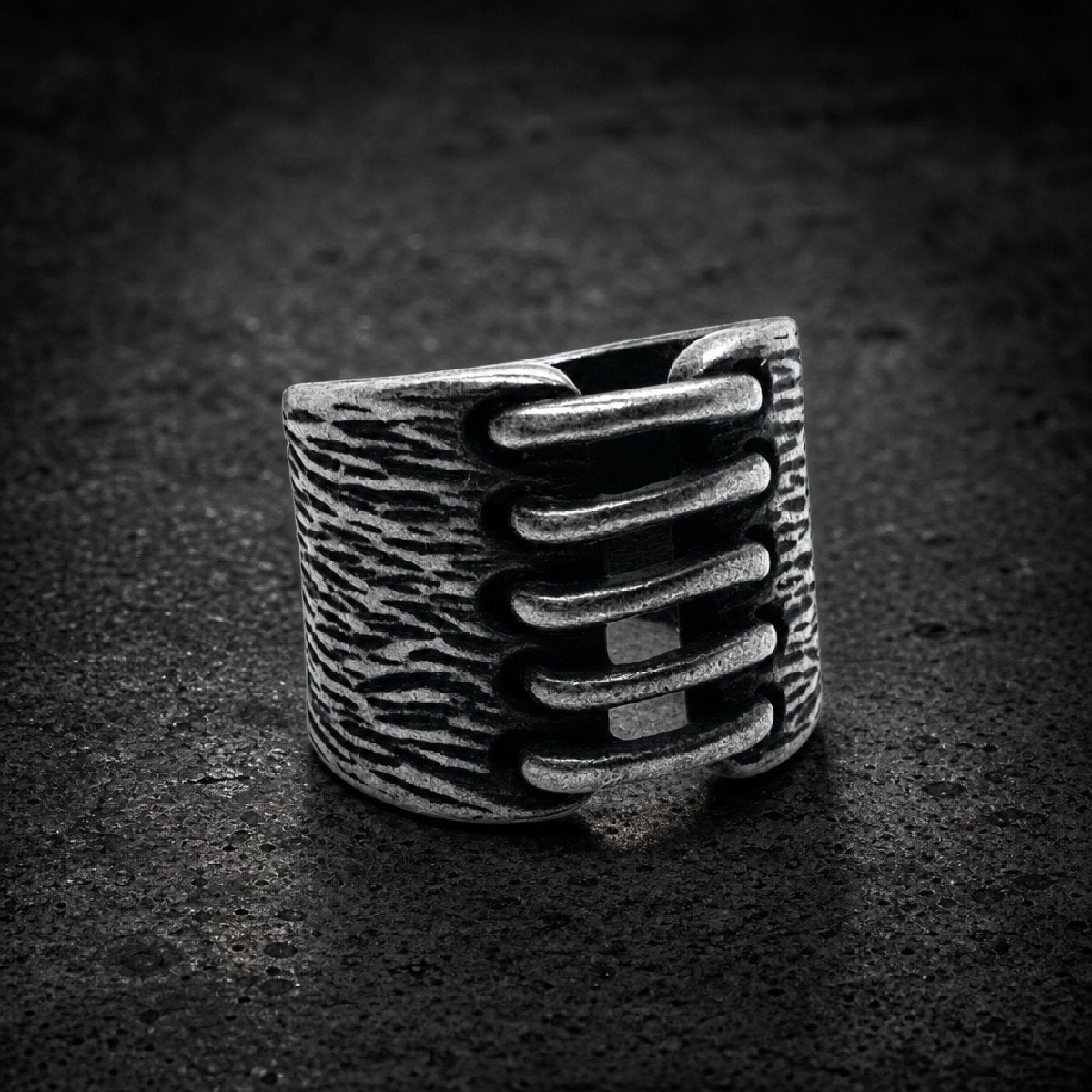 Stitch Weaver — Stitched Band Ring - 316L stainless steel unisex jewelry, stitched design stainless steel ring, 316l stain…