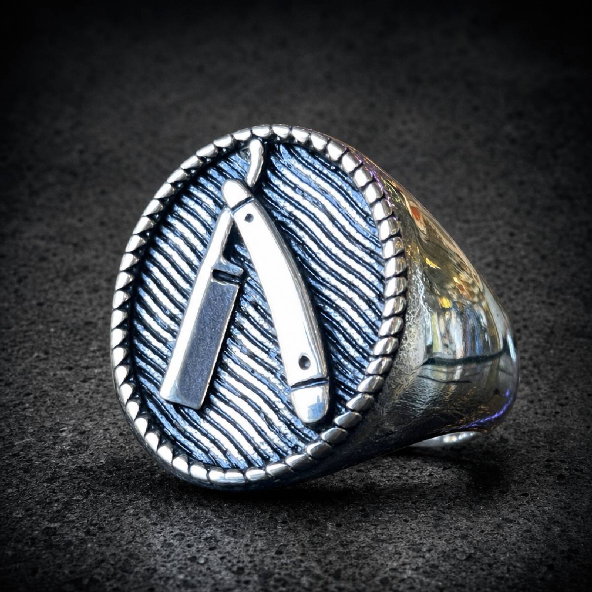 Straight Razor Stainless Steel Ring - 316L stainless steel unisex jewelry (R0325)