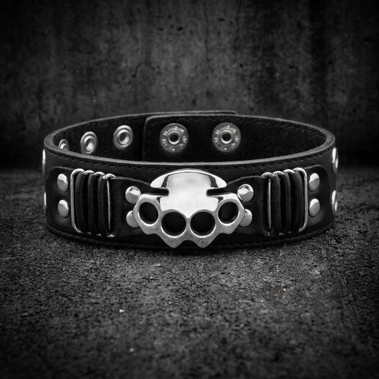 Street Fighting Man - Knuckles Leather Bracelet (#ba035)