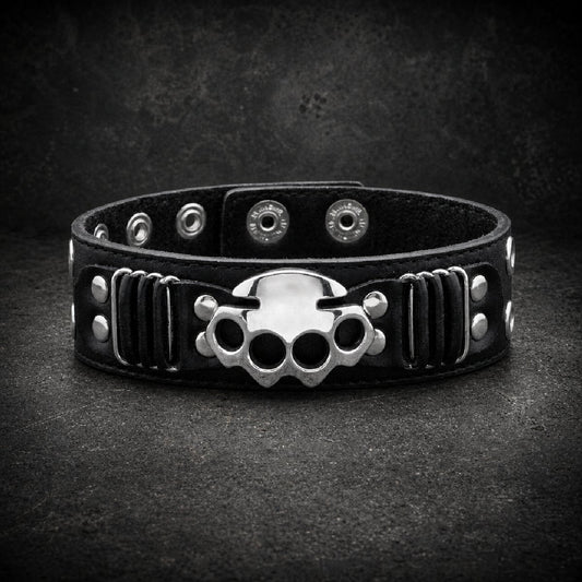 Street Fighting Man - Knuckles Leather Bracelet (#ba035)