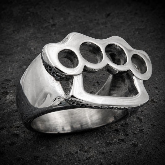 Street Fighting Man - Stainless Steel Knuckles Ring - 316L stainless steel unisex jewelry (R0609)