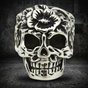Sugar Skull - Ring with Flower on Forehead aka Día de Muertos anillo (#R0777)