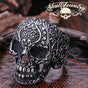 Vintage Black Eyes Flower Skull Ring Stainless Steel (#032)