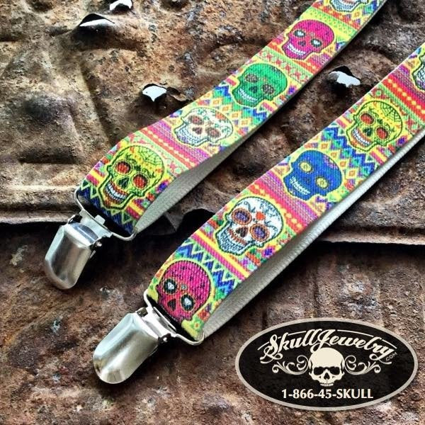 sugar skull suspenders